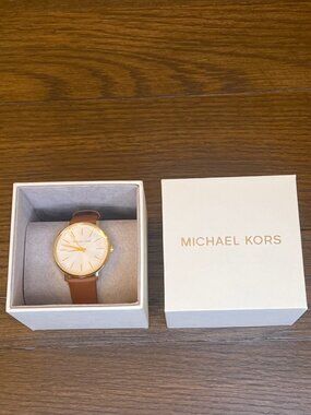 Michael Kors Pyper Tan Leather Gold-Tone Watch — NWT